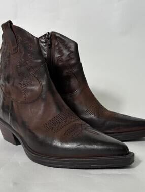 Italian leather western ankle boots by Emanuel Crasto